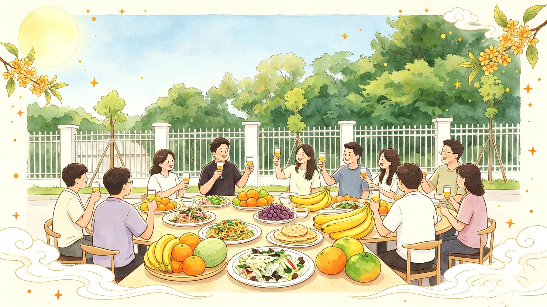 중추절 팀 모임 일러스트