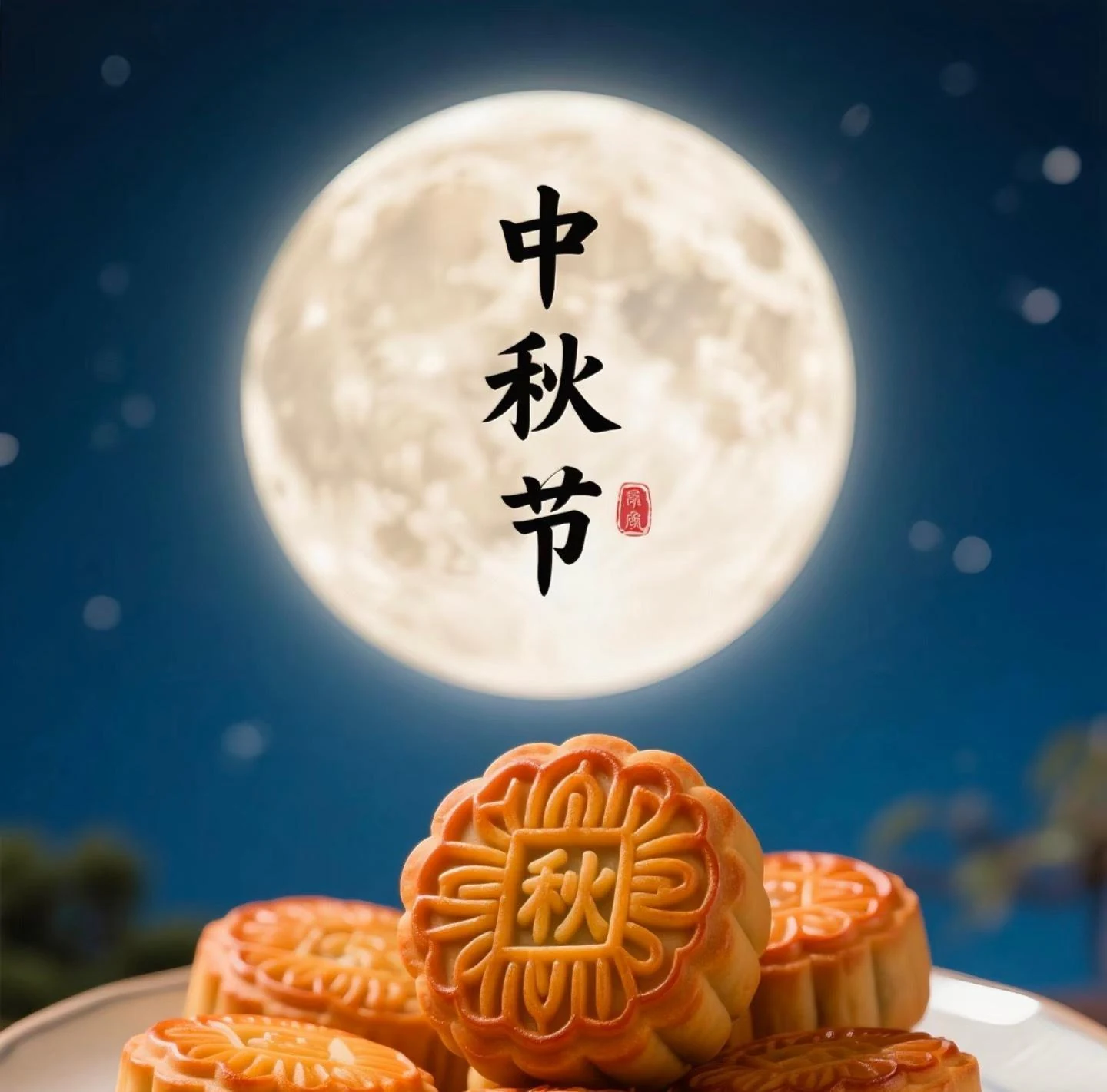 Mid-Autumn Festival full moon and mooncakes