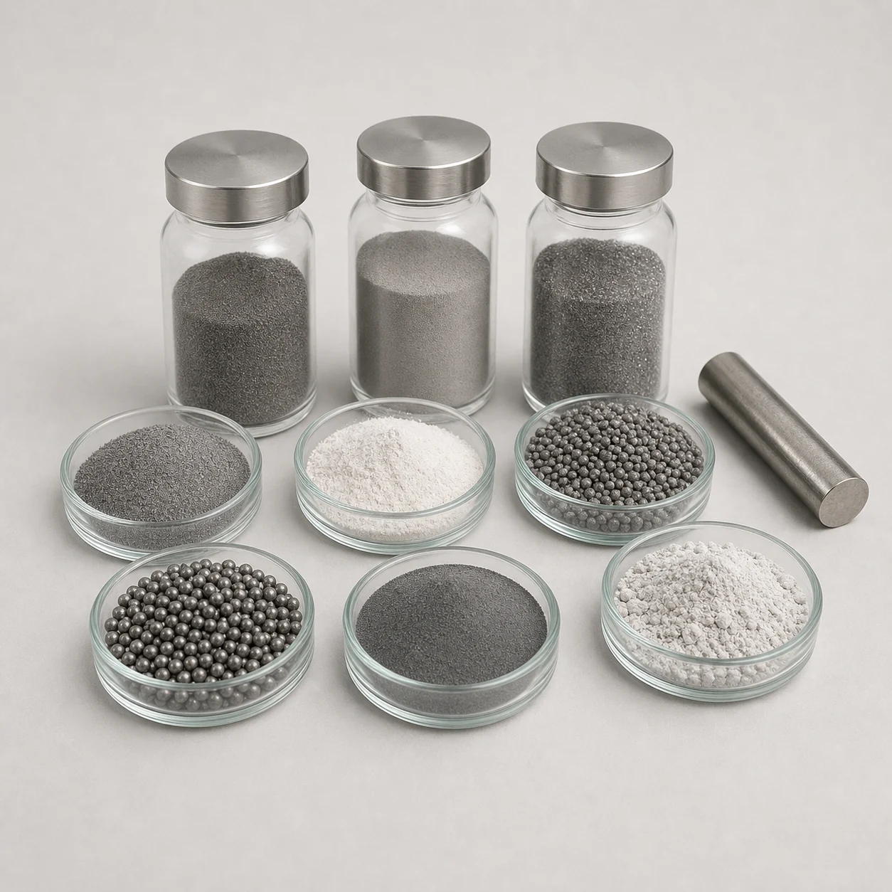 High-performance powders and alloy samples