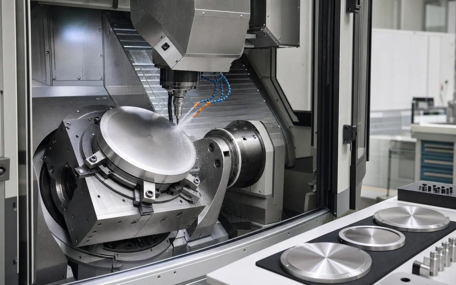 Five-axis precision machining of a metal sputtering target